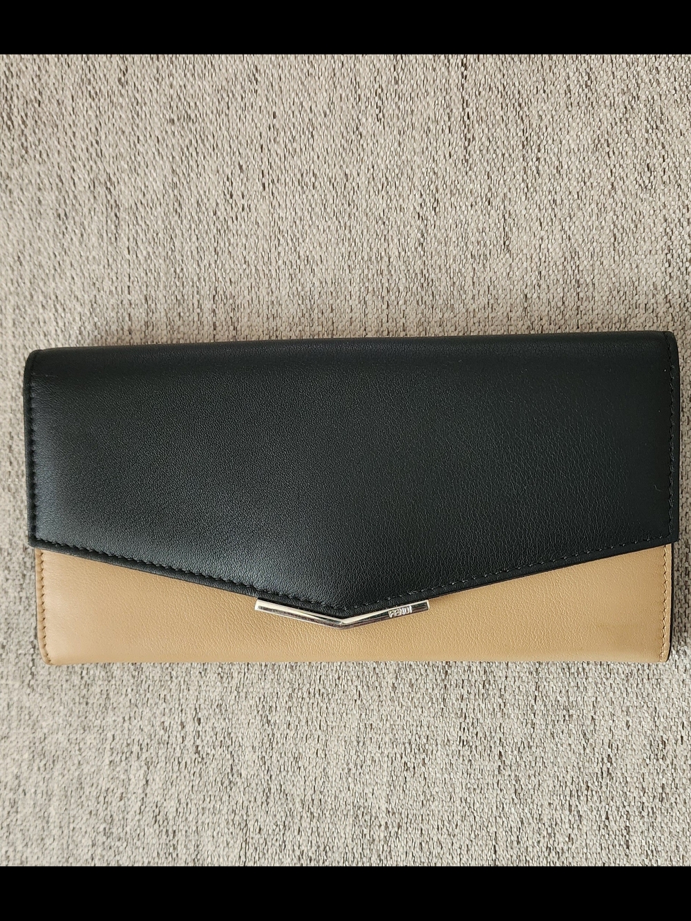 Fendi Two-Tone Black and Tan Envelope Wallet